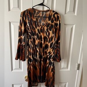 Leopard Print Long Sleeve Dress
